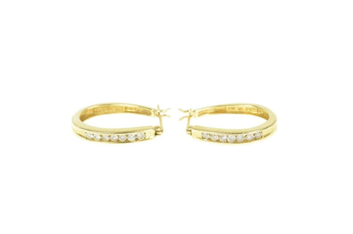14K 0.50 Ctw Diamond Classic Statement Hoop Earrings Yellow Gold