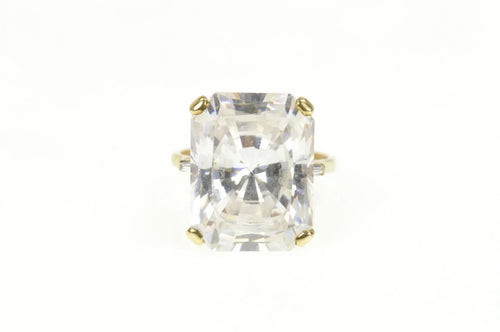 9K Emerald Cut Solitaire Travel Engagement Ring Size 8.5 Yellow Gold