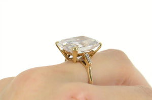 9K Emerald Cut Solitaire Travel Engagement Ring Size 8.5 Yellow Gold