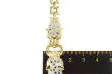 Load image into Gallery viewer, 14K 0.78 Ctw Pave Ruby Diamond Sapphire Leopard Bracelet 6.25&quot; Yellow Gold