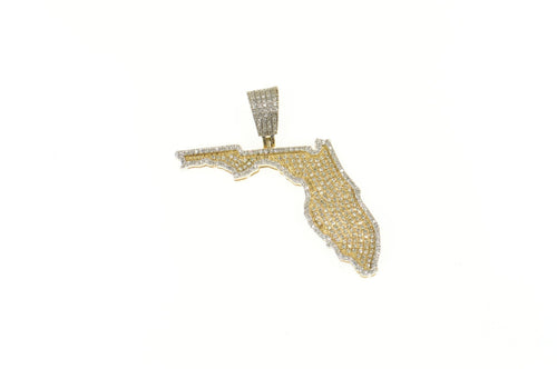 10K 0.40 Ctw Florida Pave Diamond Encrusted State Pendant Yellow Gold