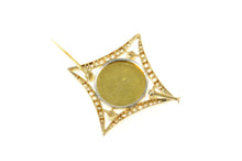 Load image into Gallery viewer, 18K Art Nouveau Lady Rose Diamond Frame Pearl Pin/Brooch Yellow Gold