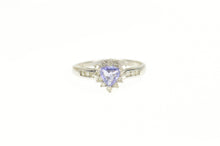 Load image into Gallery viewer, 14K Trillion Tanzanite Diamond Halo Engagement Ring Size 5.5 White Gold