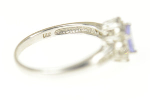 14K Trillion Tanzanite Diamond Halo Engagement Ring Size 5.5 White Gold