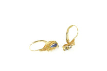 Load image into Gallery viewer, 14K Pear Sapphire Diamond Accent Dangle Earrings Yellow Gold