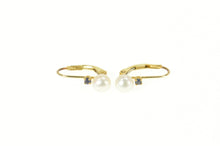 Load image into Gallery viewer, 14K Pearl Sapphire Accent Classic Lever Back Earrings Yellow Gold