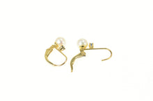 Load image into Gallery viewer, 14K Pearl Sapphire Accent Classic Lever Back Earrings Yellow Gold