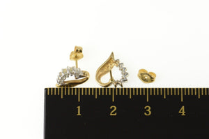 14K Diamond Heart Love Symbol Classic Stud Earrings Yellow Gold