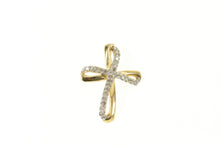 Load image into Gallery viewer, 10K Classic Diamond Loop Cross Christian Faith Pendant Yellow Gold