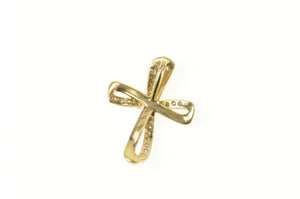 10K Classic Diamond Loop Cross Christian Faith Pendant Yellow Gold