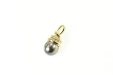 Load image into Gallery viewer, 14K Tahitian Pearl Diamond Accent Statement Pendant Yellow Gold