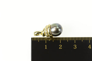 14K Tahitian Pearl Diamond Accent Statement Pendant Yellow Gold