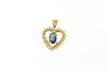 Load image into Gallery viewer, 14K Natural Sapphire Diamond Halo Heart Love Pendant Yellow Gold