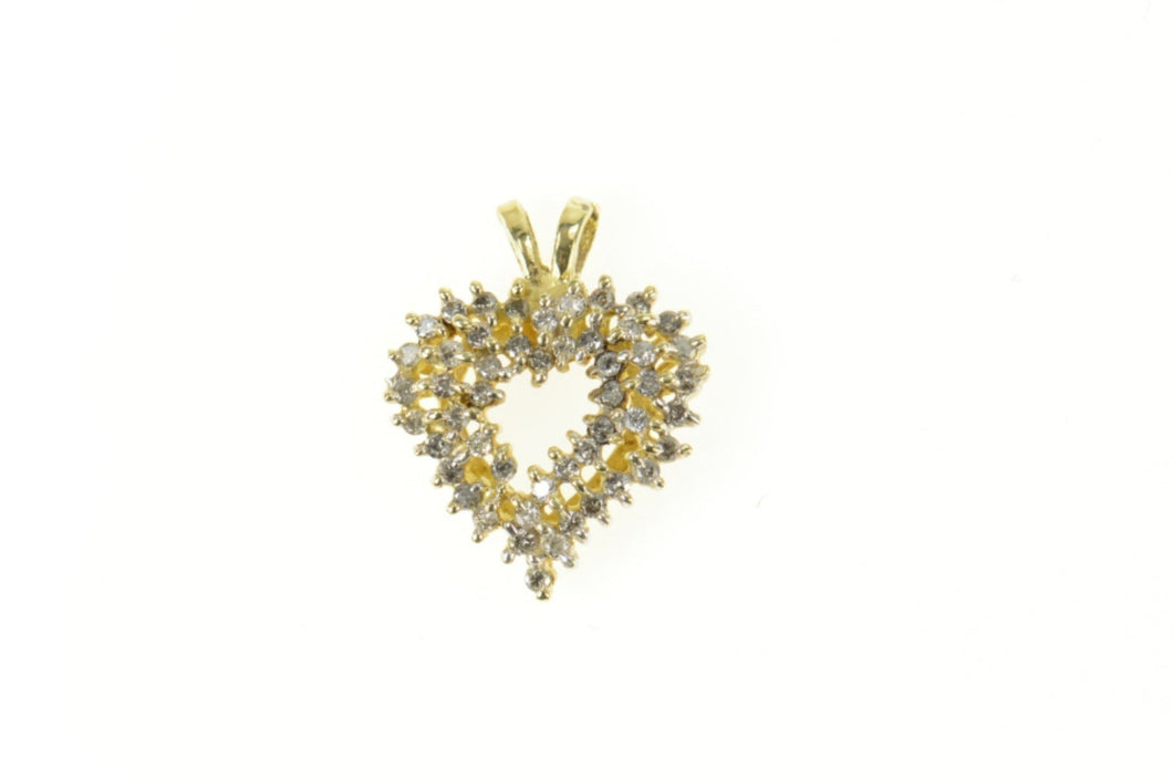 14K 1.22 Ctw Diamond Cluster Heart Love Pendant Yellow Gold