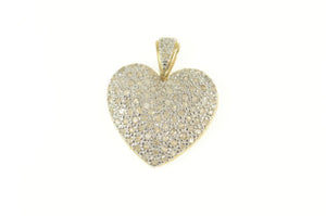 10K 0.75 Ctw Diamond Pave Heart Love Symbol Pendant Yellow Gold