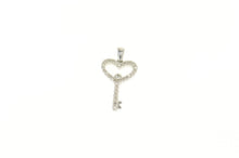 Load image into Gallery viewer, 14K Diamond Heart Skeleton Key Promise Symbol Pendant White Gold