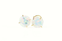 Load image into Gallery viewer, 14K Classic Round Syn. Opal Simple Stud Earrings Yellow Gold