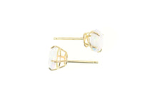 Load image into Gallery viewer, 14K Classic Round Syn. Opal Simple Stud Earrings Yellow Gold