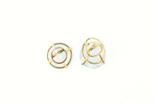 Load image into Gallery viewer, 14K Classic Round Syn. Opal Simple Stud Earrings Yellow Gold