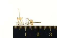 Load image into Gallery viewer, 14K Classic Round Syn. Opal Simple Stud Earrings Yellow Gold