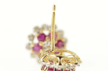 Load image into Gallery viewer, 14K 0.73 Ctw Ruby Diamond Flower Halo Stud Earrings Yellow Gold