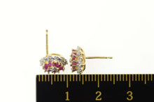 Load image into Gallery viewer, 14K 0.73 Ctw Ruby Diamond Flower Halo Stud Earrings Yellow Gold