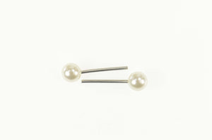 Base Metal Pearl Classic Simple Plain Stud Earrings