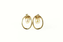 Load image into Gallery viewer, 14K Pearl Oval Curved Simple Statement Stud Earrings Yellow Gold