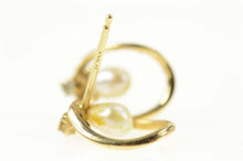 Load image into Gallery viewer, 14K Pearl Oval Curved Simple Statement Stud Earrings Yellow Gold