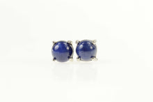 Load image into Gallery viewer, 14K Retro Classic Syn. Blue Star Sapphire Stud Earrings White Gold