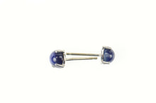 Load image into Gallery viewer, 14K Retro Classic Syn. Blue Star Sapphire Stud Earrings White Gold