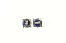 Load image into Gallery viewer, 14K Retro Classic Syn. Blue Star Sapphire Stud Earrings White Gold