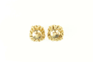 10K Ornate Filigree Ball Round Sphere Stud Earrings Yellow Gold