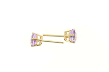 Load image into Gallery viewer, 14K Square Princess Amethyst Solitaire Stud Earrings Yellow Gold