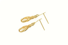 Load image into Gallery viewer, 14K Pearl Twist Drop Dangle Fleur De Lis Earrings Yellow Gold