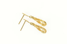 Load image into Gallery viewer, 14K Pearl Twist Drop Dangle Fleur De Lis Earrings Yellow Gold