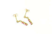 Load image into Gallery viewer, 14K Oval Natural Ruby Dangle Diamond Accent Earrings Yellow Gold