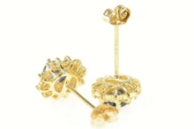 Load image into Gallery viewer, 14K Oval Sapphire Diamond Halo Classic Stud Earrings Yellow Gold