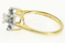 Load image into Gallery viewer, Gold Plated Squared Halo Syn. Sapphire Travel Engagement Ring Size 5.25