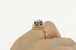 Gold Plated Squared Halo Syn. Sapphire Travel Engagement Ring Size 5.25