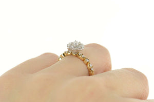 14K 0.75 Ctw Round Diamond Halo Engagement Ring Size 7 Yellow Gold