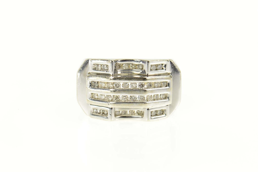 14K 0.54 Ctw Diamond Chunky Squared Statement Ring Size 5.75 White Gold