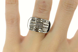 14K 0.54 Ctw Diamond Chunky Squared Statement Ring Size 5.75 White Gold