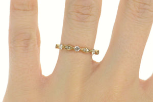 10K 0.25 Ctw Diamond Milgrain Wedding Band Ring Size 7.25 Yellow Gold