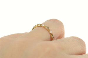 10K 0.25 Ctw Diamond Milgrain Wedding Band Ring Size 7.25 Yellow Gold