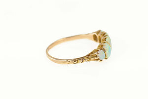 14K Victorian Natural Opal Five Stone Ornate Ring Size 7.25 Yellow Gold