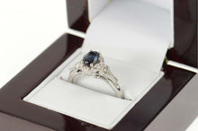 Load image into Gallery viewer, 14K 0.85 Ctw Oval Sapphire Diamond Engagement Ring Size 7 White Gold