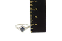 Load image into Gallery viewer, 14K 0.85 Ctw Oval Sapphire Diamond Engagement Ring Size 7 White Gold