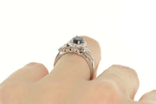 Load image into Gallery viewer, 14K 0.85 Ctw Oval Sapphire Diamond Engagement Ring Size 7 White Gold