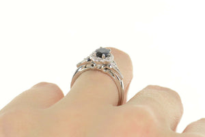 14K 0.85 Ctw Oval Sapphire Diamond Engagement Ring Size 7 White Gold